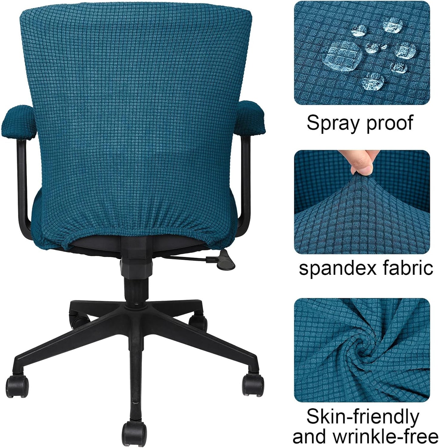 Tallew 4 Pcs Office Chair Covers Set Computer Universal Protective Stretchable Chair Seat Covers Desk Armrest Slipcovers Pads Office Cushion Backrest for Rotating (XL,Silver Gray)