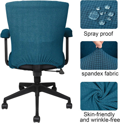Tallew 4 Pcs Office Chair Covers Set Computer Universal Protective Stretchable Chair Seat Covers Desk Armrest Slipcovers Pads Office Cushion Backrest for Rotating (XL,Silver Gray)