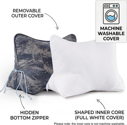 Pat. Pend. Lumbar Support Pillow, Reading Pillow, Moss Green | Back pillow for reading on a couch, sofa, or armchair; triangle cushion with removable, washable cover for lounging