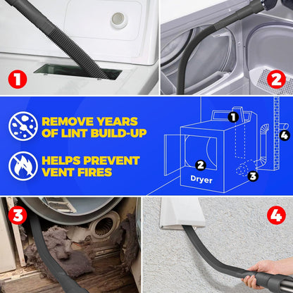 Holikme Dryer Vent Cleaner Kit – Blue Lint Vacuum Attachment | Dryer Vent Vacuum Hose Replacement Parts Reach Deep Inside Vents - Remove Hidden Lint, Speed Drying & Reduce Fire Risk