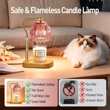 Candle Warmer Lamp with Timer - Flower Electric Wax Melter Warmer Adjustable Height for Jar Candles, Gift for Women, Mom, Christmas, Birthday,Home Decor