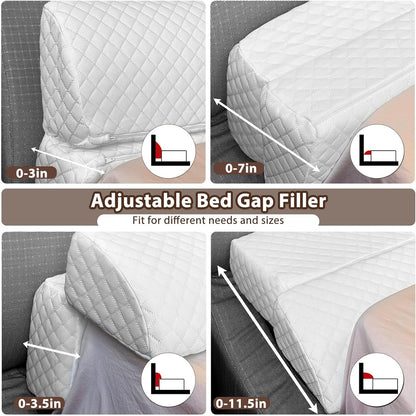 4 Modes Pillow Wedge for Headboard Gap, Foldable Bed Wedge Pillow, Bed Gap Filler King Size Fill The Gap (0-7"), Mattress Gap Filler Long Pillow Between Headboard and Mattress