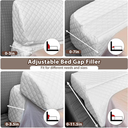 4 Modes Pillow Wedge for Headboard Gap, Foldable Bed Wedge Pillow, Bed Gap Filler King Size Fill The Gap (0-7"), Mattress Gap Filler Long Pillow Between Headboard and Mattress
