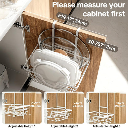 TIDIIABODE Pot Lid Organizer, Adjustable Kitchen Pot Lid Holder Inside Cabinet, Kitchen Cabinet Organizer Hanging for Food Storage Container, Pot, Pan Lid & Bakeware, Black
