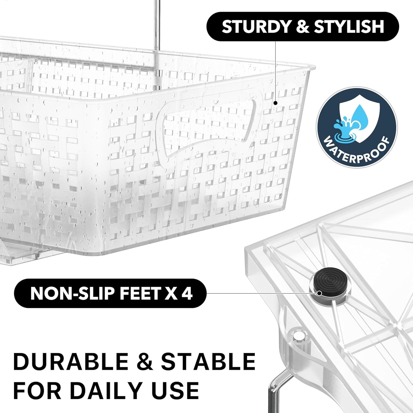 Simple Houseware 2 Tier Pull-Out Sliding Drawer Under Sink Storage, White | Great for Kitchen Bathroom Tray Shelf Organizer