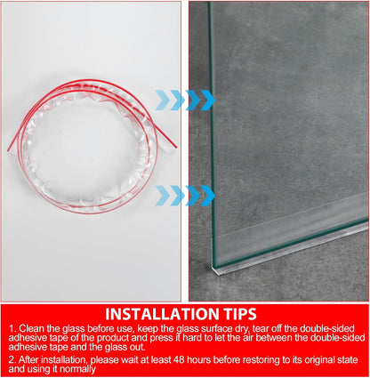 2 Pcs L-Type Seal Strip 3/8'' X 73'' Clear Vinyl Glass Shower Door | Self-adhesive for Easy Install, Water Dam at Shower Bottom Threshold, Fits Frameless Glass Gaps, Prevents Bathroom Leaks