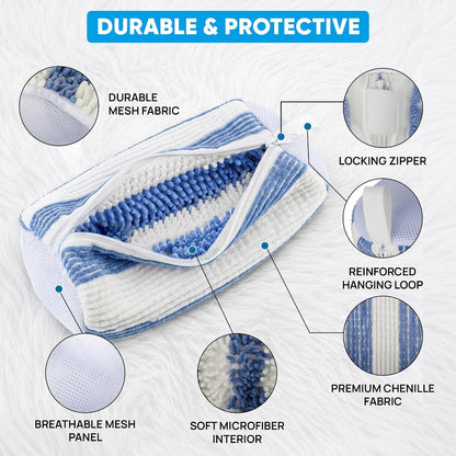 Kalitease Shoe Washing Bag – 2Pcs Reusable Shoe Laundry Bags for Sneakers, 360° Deep Cleaning, Secure Lock Sneaker Washing Machine Bag with 6 Deodorizer Balls & Shoe Trees (white)