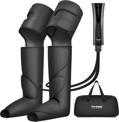 FIT KING Foot and Leg Massager for Circulation and Relaxation | 3 Independent Channels, Larger Massage Chambers, Hand-held Controller, for Vericose Veins, Cramps,Swelling and Edema, FSA-HSA