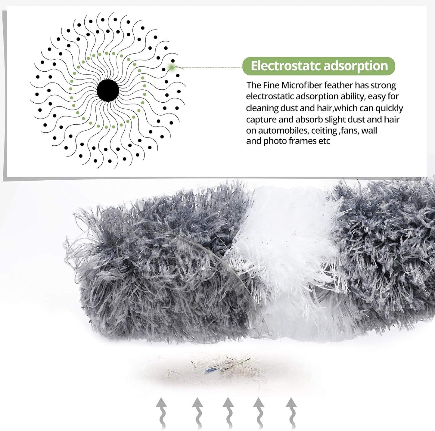 Cobweb Duster with Extension Pole 100 inches, Dusters for Cleaning with 2 Duster Heads, Washable Microfiber Feather Duster for Cleaning Ceiling Fan, High Ceiling, Blinds, Furniture & Cars