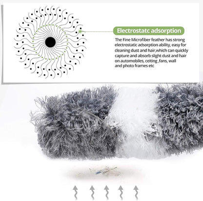 Cobweb Duster with Extension Pole 100 inches, Dusters for Cleaning with 2 Duster Heads, Washable Microfiber Feather Duster for Cleaning Ceiling Fan, High Ceiling, Blinds, Furniture & Cars