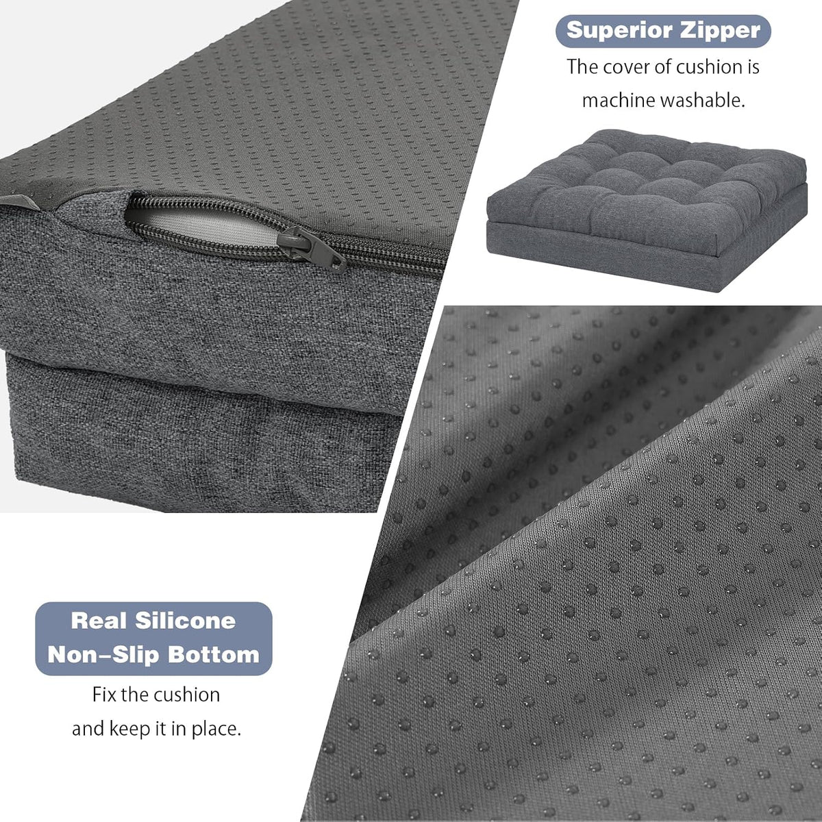baibu Memory Foam Recliner Cushions for Elderly, 20 x 20 x 5 Inch,Dark Grey