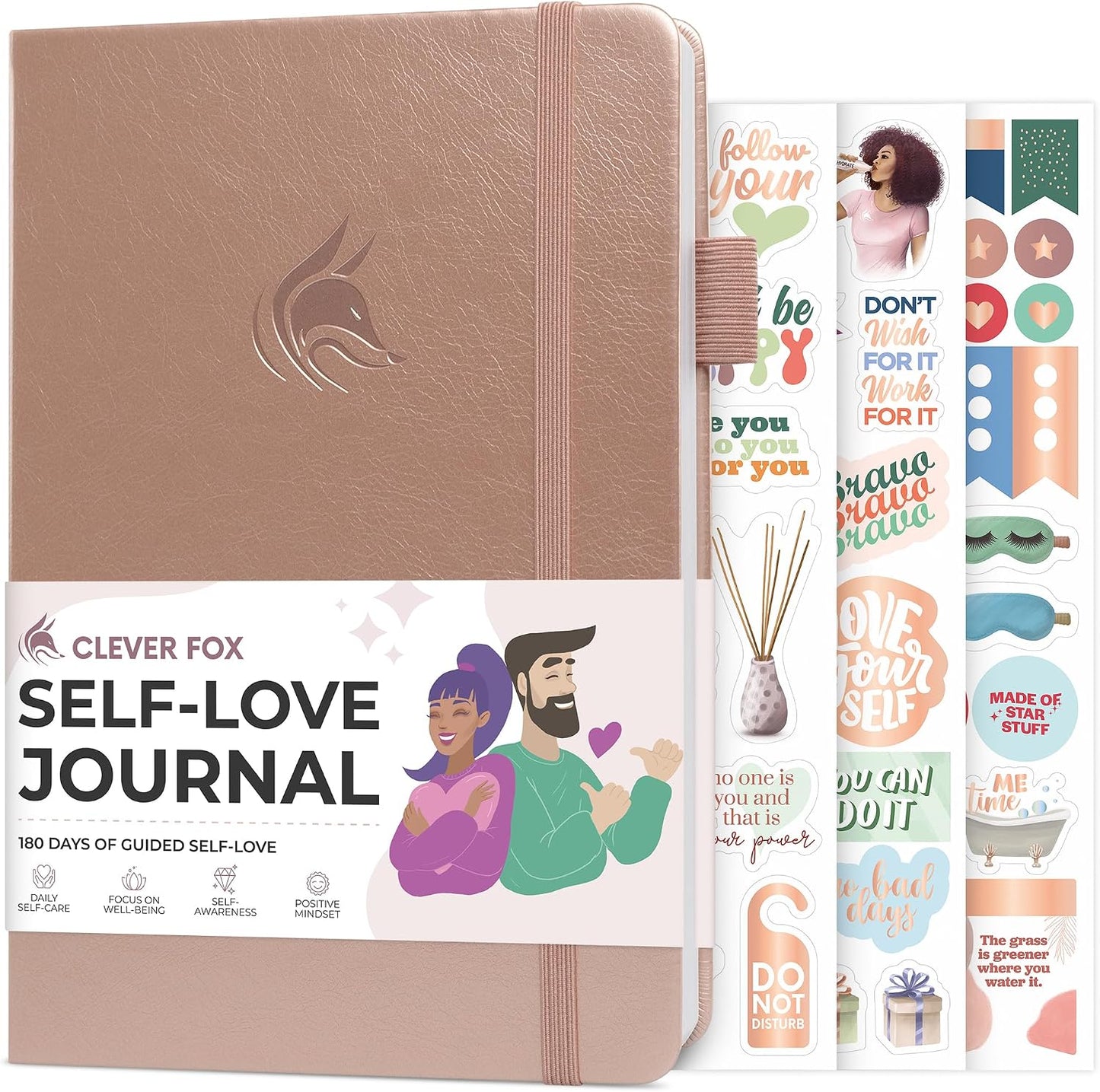 Clever Fox Self-Love Journal for Women, Gratitude, Positivity, Aquamarine | 6-month daily mental health journal with stickers, self-care, anxiety therapy, life & wellness planner for teens & adults