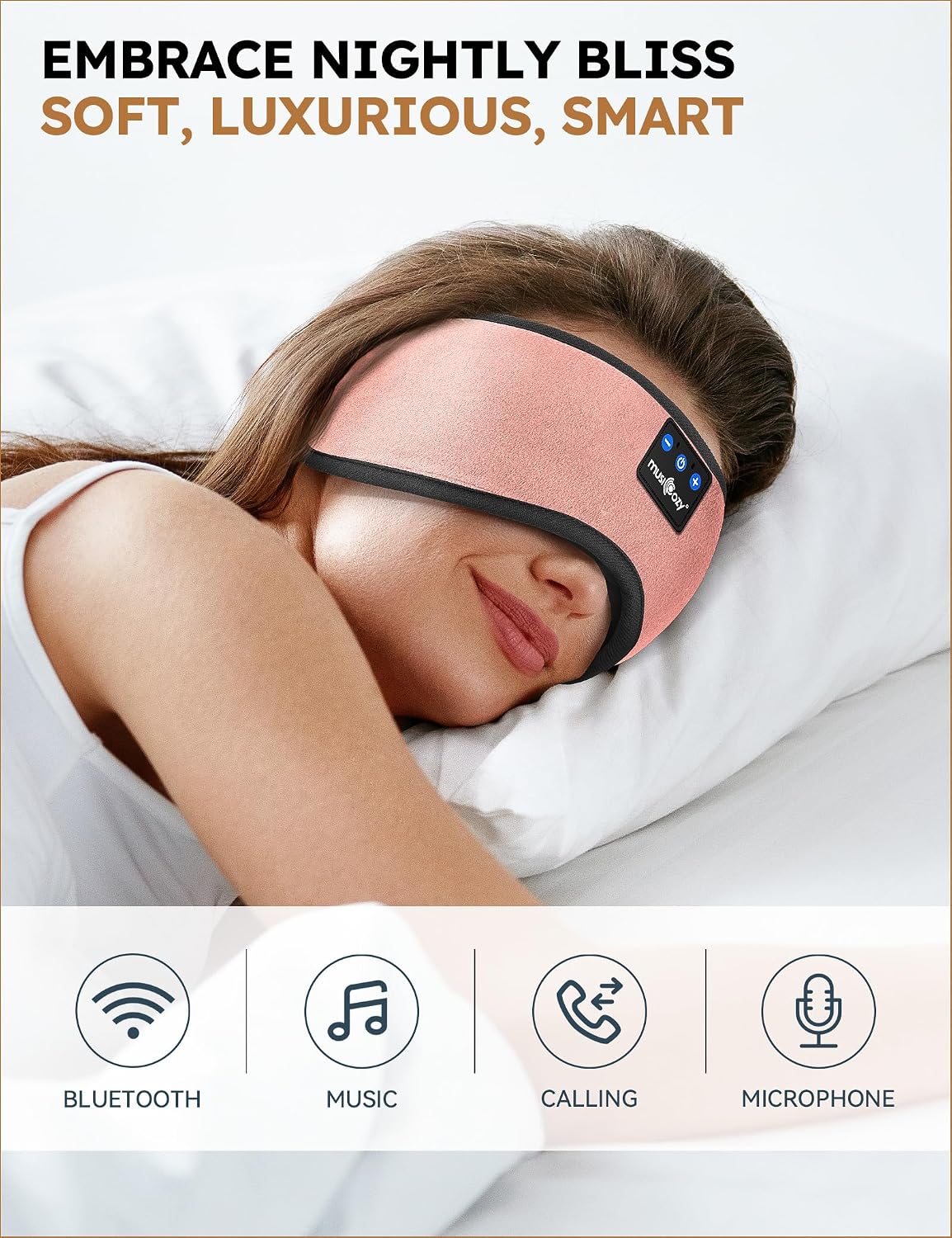 MUSICOZY Sleep Headphones Bluetooth 5.4 Sleep Mask with HD Sound