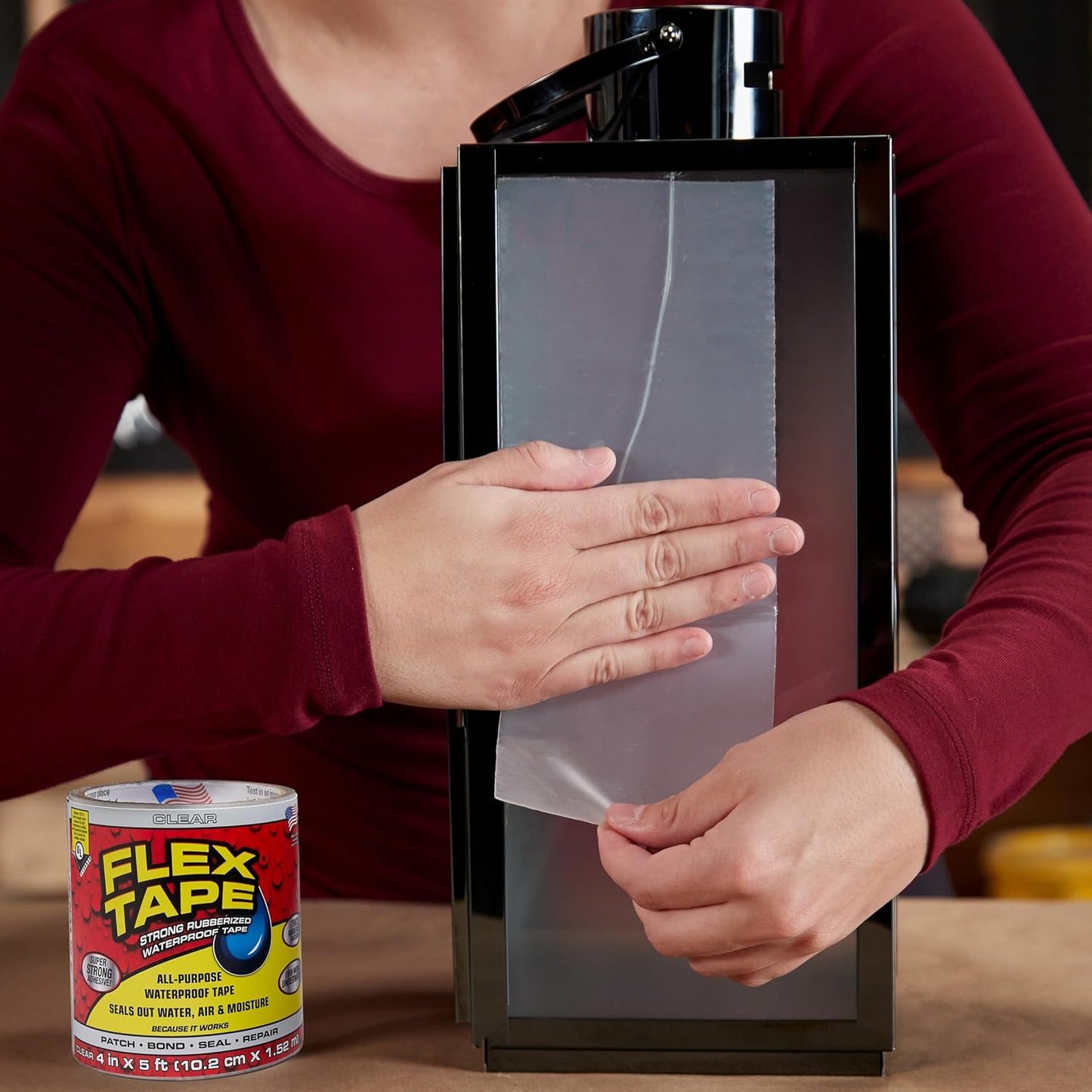 Flex Tape, Original Thick Flexible Rubberized Waterproof Tape - Seal and Patch Leaks, Works Underwater, Indoor Outdoor - Home RV Roof Plumbing and Pool Repairs, Clear, 4 in x 5 ft, Pack of 1