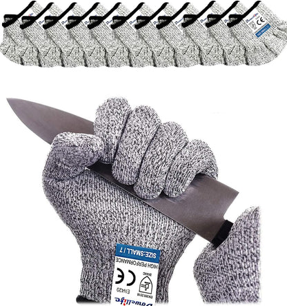 Dowellife Cut Resistant Gloves Food Grade Level 5 Protection, Safety Kitchen Cuts Gloves for Oyster Shucking, Fish Fillet Processing, Mandolin Slicing, Meat Cutting and Wood Carving. (X-Large)