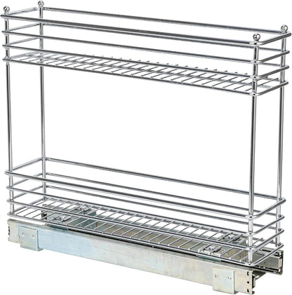 Household Essentials Glidez Multipurpose Chrome-Plated Steel Pull-Out/Slide-Out Storage Organizer for Cookware and Bakeware - 2-Tier Design - Fits Standard Size Cabinet or Shelf, Chrome