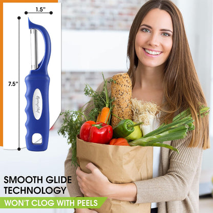 Spring Chef Swivel Potato Peeler for Kitchen w/ Soft Grip Handle, Mango | Premium Vegetable Peeler w/ Sharp Stainless Steel Blades, Multifunctional Food Peeler for Apple, Carrot, Cucumber, Fruit