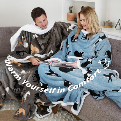 Catalonia Wearable Blanket with Sleeves & Foot Pocket for Adults | Soft Fleece Throw Wrap with Hands-Free Comfort, Perfect for Reading, TV Time & Relaxing, Christmas Gift for Women & Men
