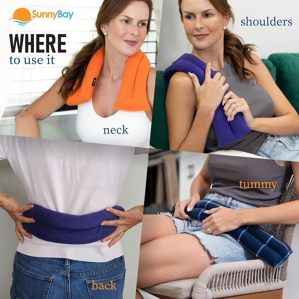SunnyBay Microwavable Heating Pad for Neck and Shoulder, Heated Neck Wrap, Microwave Heat Pad, Weighted Beanbag Moist Hot or Cold Compress, 2.2 lbs, 26x4 Inches, London