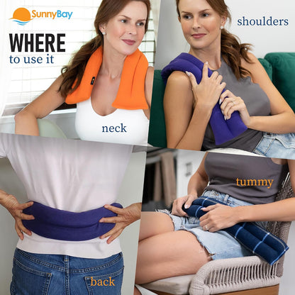 SunnyBay Lavender Microwave Heating Pad, Microwavable Neck Wrap & Heat Pack for Moist Hot Therapy, Heated Neck Warmer for Neck, Shoulder & Back Pain Relief, Flaxseed Filling, 26x6, Navy Blue