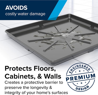 Camco Low Profile Washing Machine Drain Pan with PVC Fitting, 29 inch x 33 inch ID and 31 inch x 35 inch OD - Protects Your Floors from Washing Machine Leaks - Easy to Use - Pewter - 20788