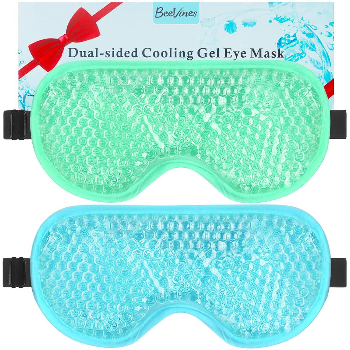 BeeVines Gel Eye Mask, Cooling Ice Masks for Puffy Eyes (2 Pack)