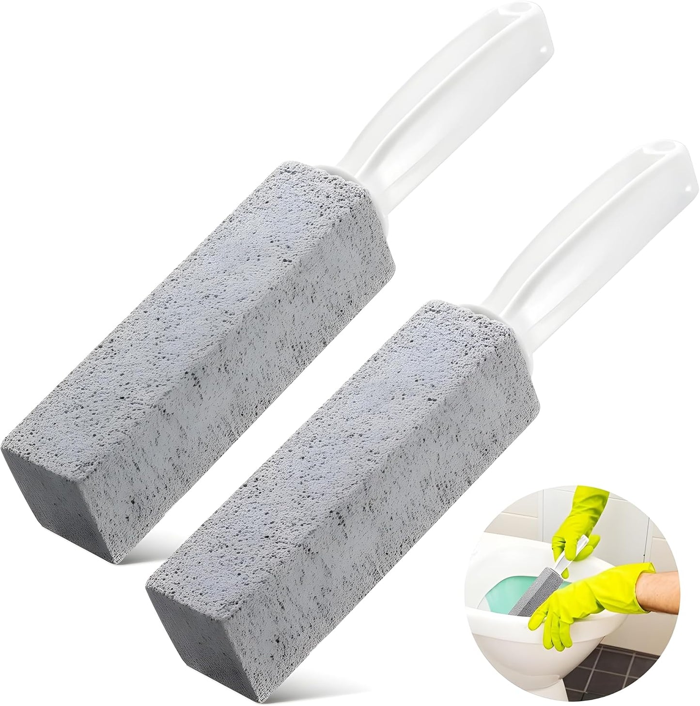 Bexter 2-Pack Value Toilet Bowl Pumice Cleaner with Handle – Removes Hard Water Rings, Stains & Limescale – Multi-Surface Bathroom Cleaning Stone for Sink, Pool, Tile