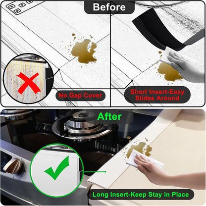 Silicone Stove Counter Gap Cover - 25 Inch Gap Filler 2 Pack Black | Long gap filler seals spills between kitchen appliances Stovetop oven countertop; stove gap cover, gas stove side gap covers