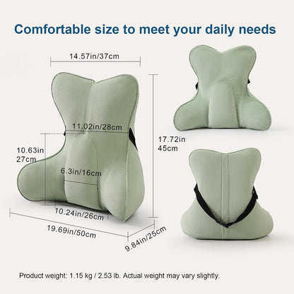 Lumbar Support Pillow(Pat. Pend) – Multi-Functional Ergonomic Back Cushion for Sofa Chair, Car Seat & Sofa, Reading Pillow with Firm Multi-Zone Support to Relieve Lower Back Pain, Misty White