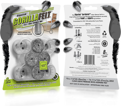 Slipstick Gorilla Felt Furniture Pads (189 Piece Variety Pack) Premium Furniture Pads & Chair Leg Floor Protectors for Hardwood Floors & Hard Surfaces