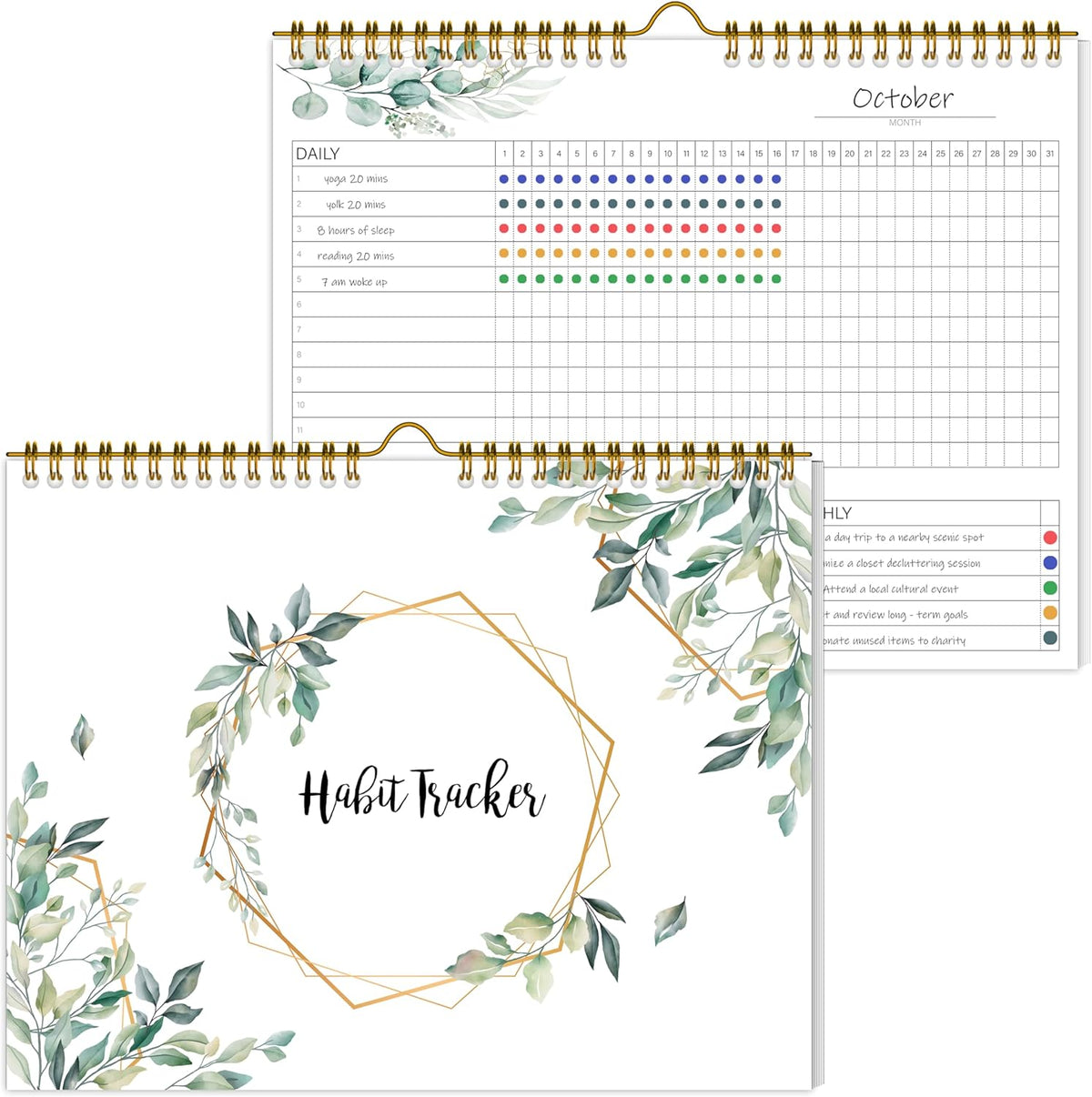 Habit Tracker Calendar Undated for Daily, Weekly & Monthly, 7.5" x 10"