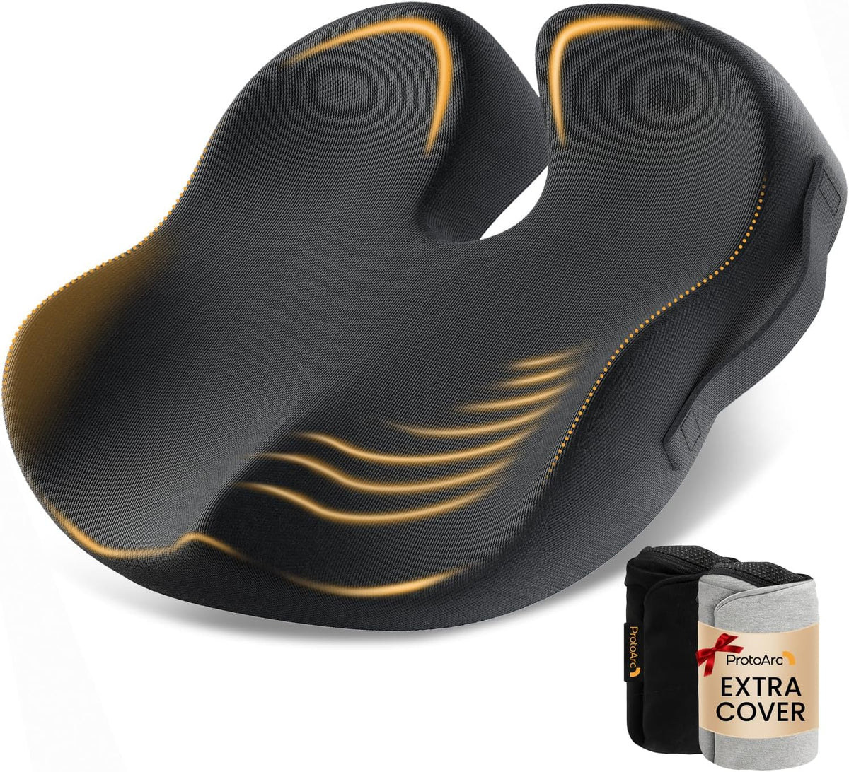 ProtoArc Seat Cushion, Office Chair Cushion for Sciatica, Black