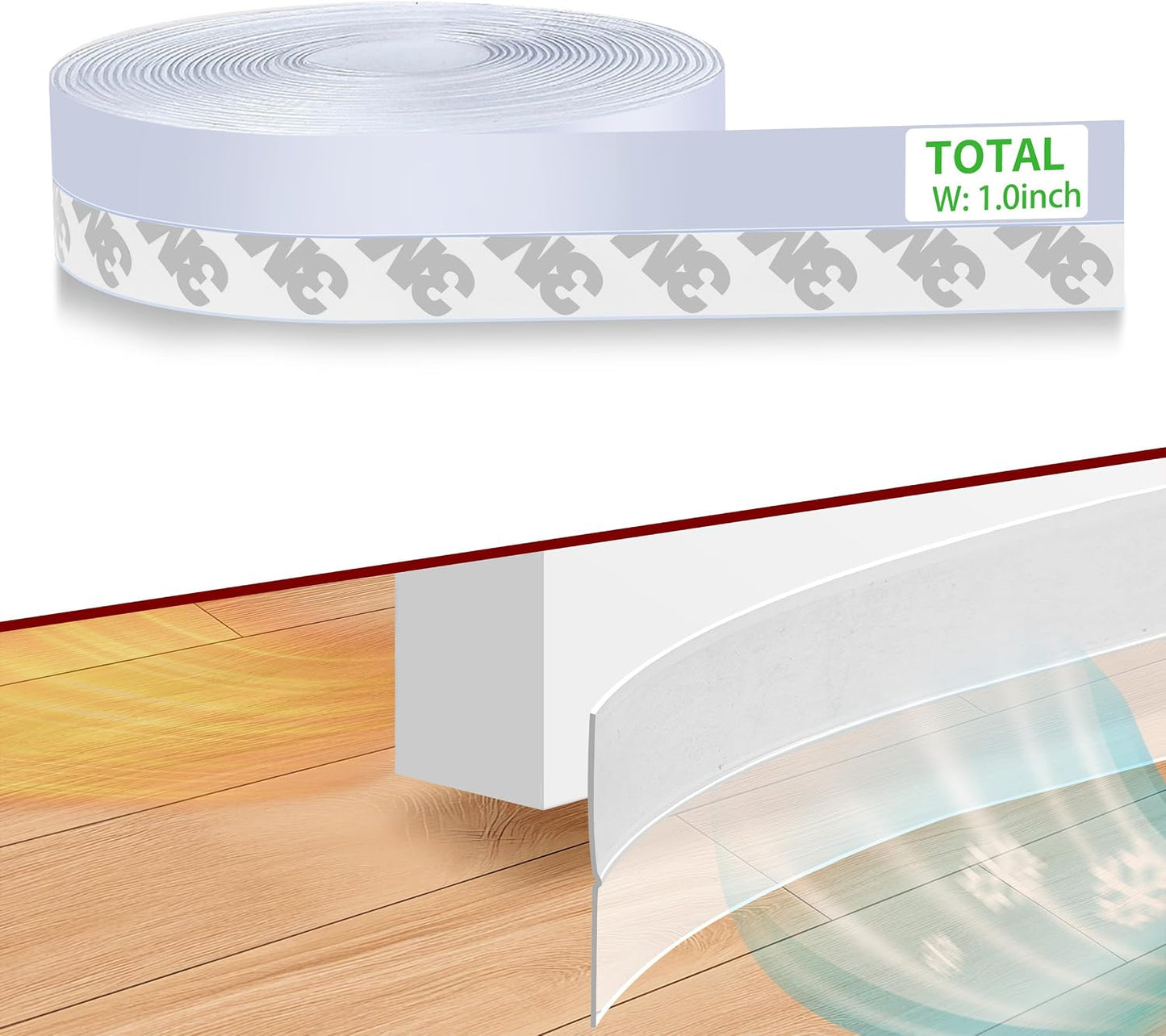 Weather Stripping Door Seal - Updated 1.4in Door Draft Stopper | Silicone Seal Strip for House and Glass Shower Doors for Windows Gaps of Collision and Side, Window Insulation for Winter