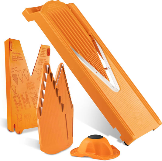 Mandoline Food Slicer Börner V3 (Starter Set) by Reston Lloyd • V-Slicer with Blade Storage & Safety Food Holder • Made in Germany • Fruit & Vegetable Chopper • Multiple Settings: White