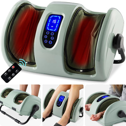 Best Choice Products Shiatsu Foot Massager with Heat for Plantar Fasciitis & Neuropathy, Kneading Foot & Calf Massager with Remote, 360° Adjustable Handle, Rolling & Compression Massage - Navy