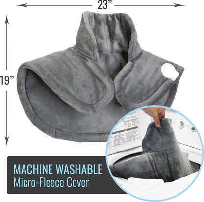 DMI Plush Micro-Fleece Weighted Heating Pad for Neck, Shoulders & Back - 4 Heat Settings, Auto Shut-Off, 9' Cord, Gray, Large