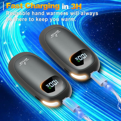 Hand Warmers Rechargeable-Electric Hand Warmers, Max 16 Hrs Warmth Up to 127℉, LED Display & Flashlight, Dual-Side Heating Portable Heater for Golf Hunting Camping for Men Women, Valentine's Day Gifts