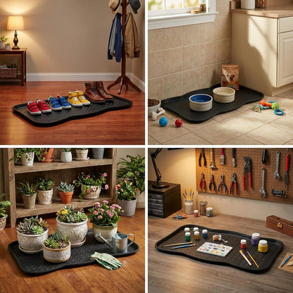 Boot Tray Mat with Lip Waterproof Shoe Tray 14.25x28 Inches | Entryway Use, Indoor & Outdoor, Catch-All Design, Shoe Storage, Waterproof Lip Edge