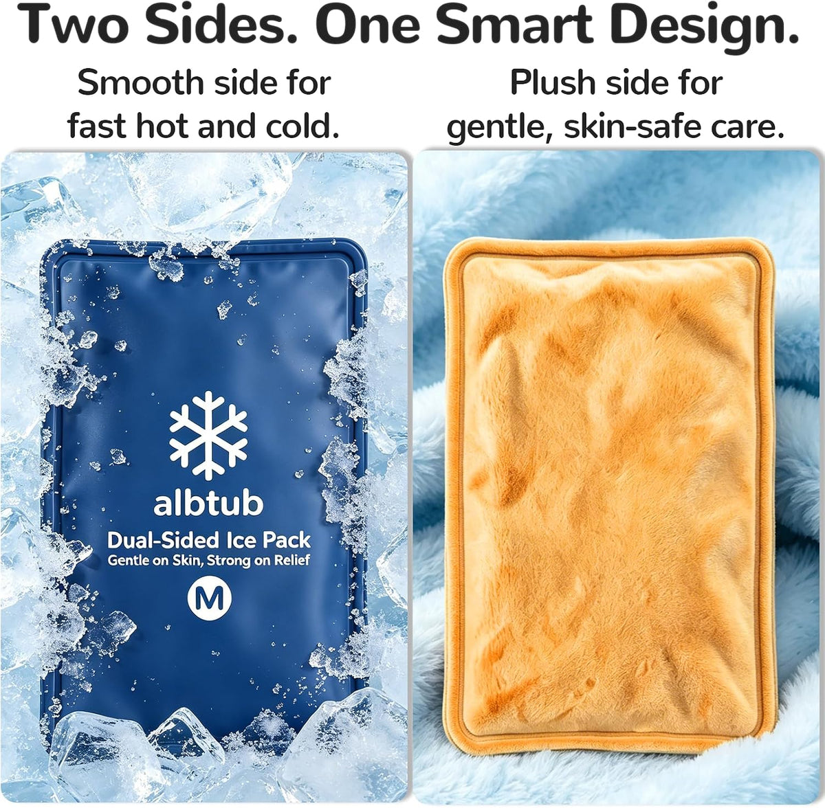 Hands-Free Ice Pack for Injuries Reusable, 10"×16" Flexible Cold Therapy
