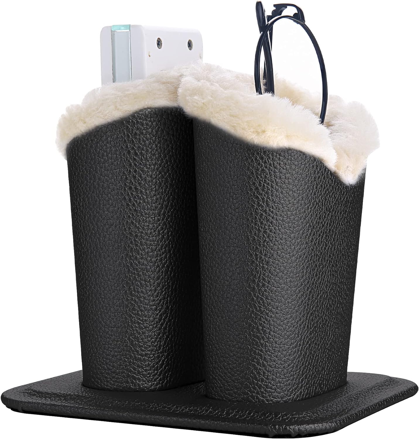 Siveit Plush Lined Eyeglass Holder, PU Leather Eyeglass Case, Anti-Scratch Glasses Storage Organizer for Desk Office Nightstand,2 Packs (Black, Navy)