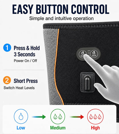 Heated Waist Belt, Cordless Lower Back Heating Pad, Black