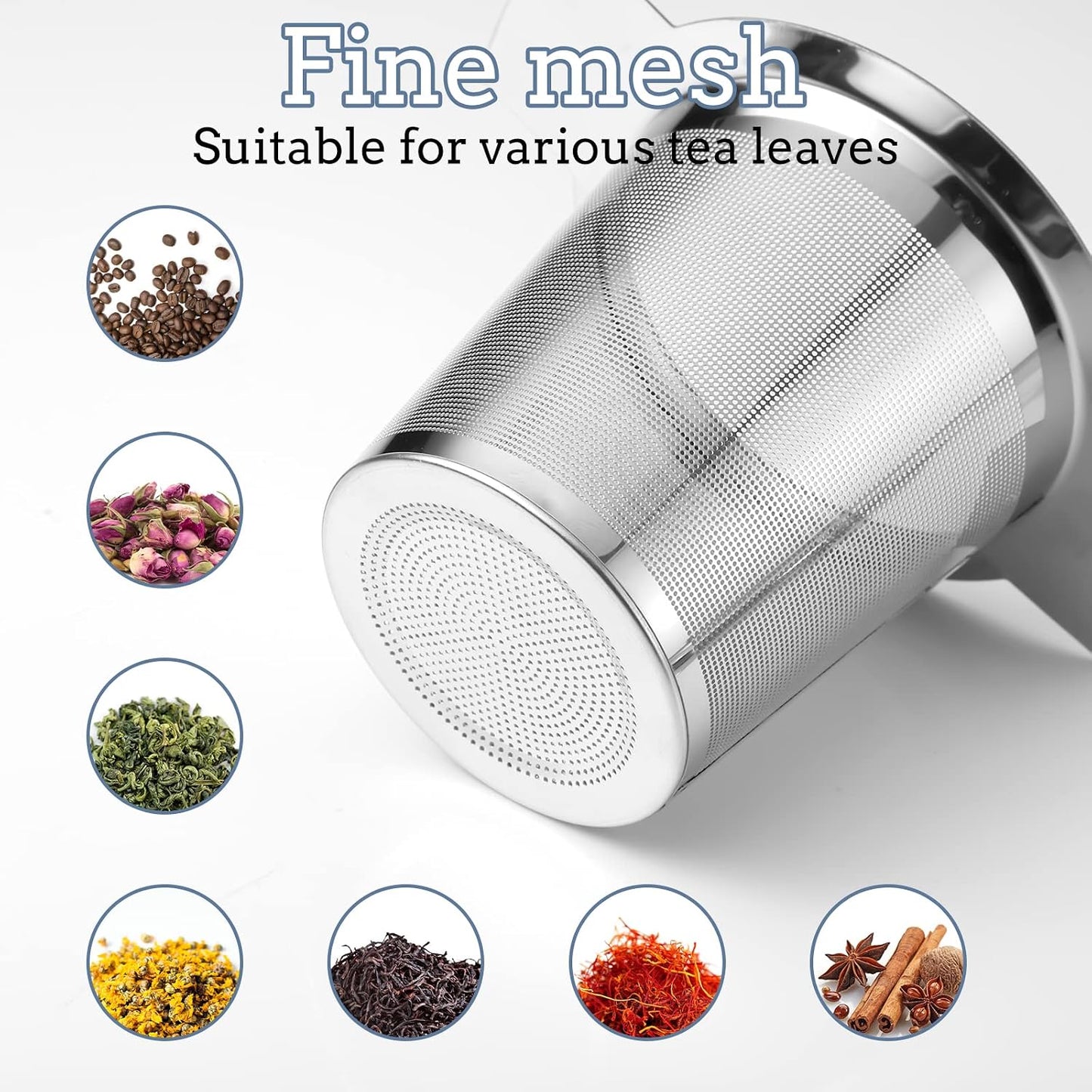2 Pack Tea Infusers For Loose Tea, Stainless Steel Mesh With Lid | 304 Stainless Steel, Fine Mesh Basket, Large Capacity, Cup And Teapot Fit, Lid Doubles As Drip Tray