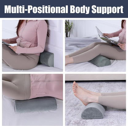 HOMBYS Memory Foam Sleep Position Training Pillow, Half Moon Bolster Body Supportive Trainer Pillow for Back Sleeper Side Sleeper, Adjustable Semi Roll Body Pillow - Grey