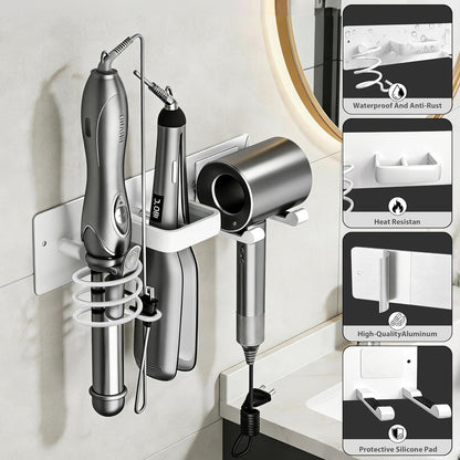 Hair Dryer Holder Hair Tool Organizer Metal Wall Mount (Gold) | Heat Resistant Hair Tool Organizer, Metal Wall Mount Storage, Bathroom Counter Space Saver, Blow Dryer Holder