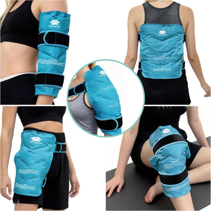 Long-Lasting Cold Ice Pack Wrap for Injuries Reusable Gel for Lower Back, Cold Packs Wrap for Shoulder, Knee, Elbow, Hip, Leg, Soft Cold Compress—2 Straps Securely Wrap Around Key Pain Areas