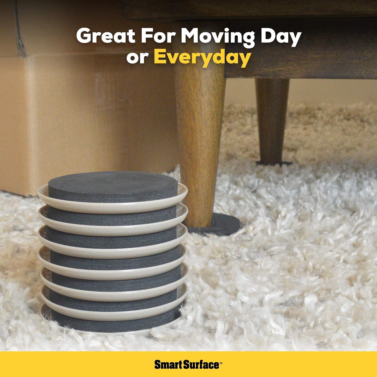 Furniture Sliders for Carpet - 16 Pack - 3.5" Round | 8295 Coasters for Heavy Furniture - Protect Your Carpeted Floors - For Mom to Movers and More