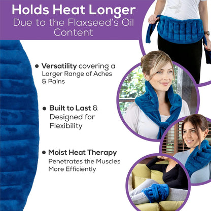 Purple Moon Collection - Microwavable Heating Pad with Straps - Medium, Gray - Reheatable Heat Pack for Back, Neck, Shoulders Pain Relief - Hot/Cold Therapy Body Wrap for Menstrual Cramps