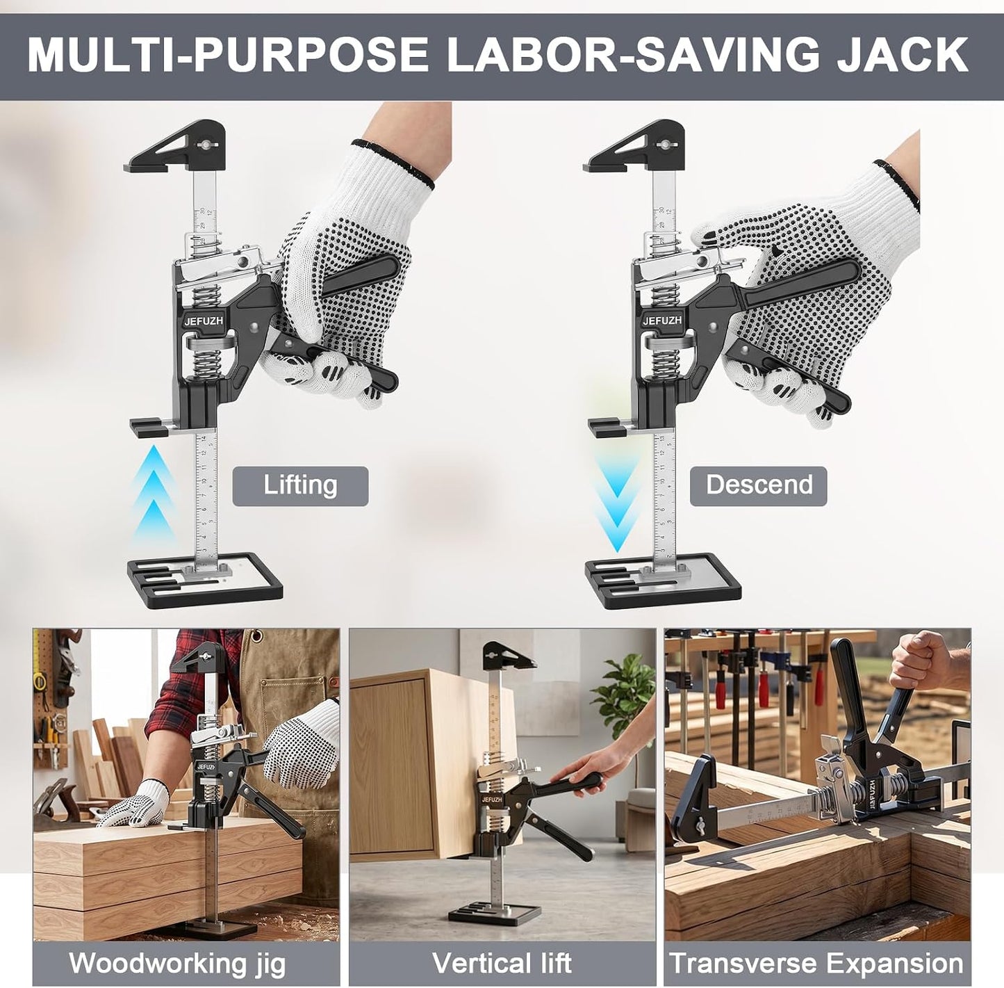 Labor Saving Arm Jack 2 Pack, Load-Bearing 440 lb Multi-Function Height Adjustment Lifting Device, Hand Furniture Lifter Tool, Furniture Jack for Lifting Door Furniture, Wall Tile Positioning