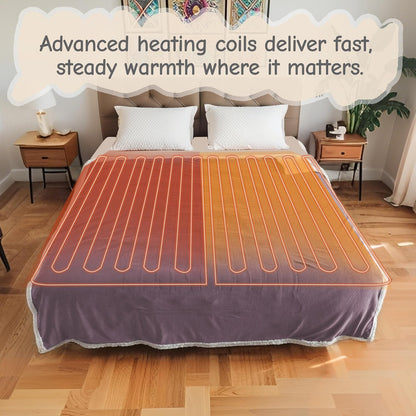 Soypipo Electric Heated Throw Blanket 50"x60", Faux Fur Plush with 4 Heat Settings & 2/4/8/10H Auto Shut-Off, Overheat Protection, Machine Washable, for Office & Chair, Dark Grey
