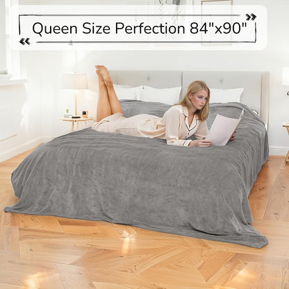Electric Heated Blanket Full Size 72"x84" – Light Gray | ETL for Safe Overnight, 4 Heat Settings & 10H Auto Off, Dual-Sided Microplush Sherpa for Home Night, Machine washable